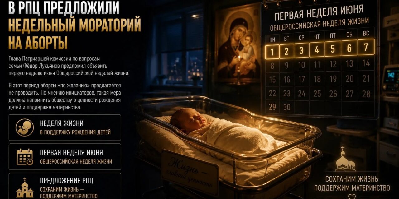 Недельный мораторий на аборты Глава Патриаршей комиссии по вопросам семьи Фёдор Лукьянов предложил объявить…